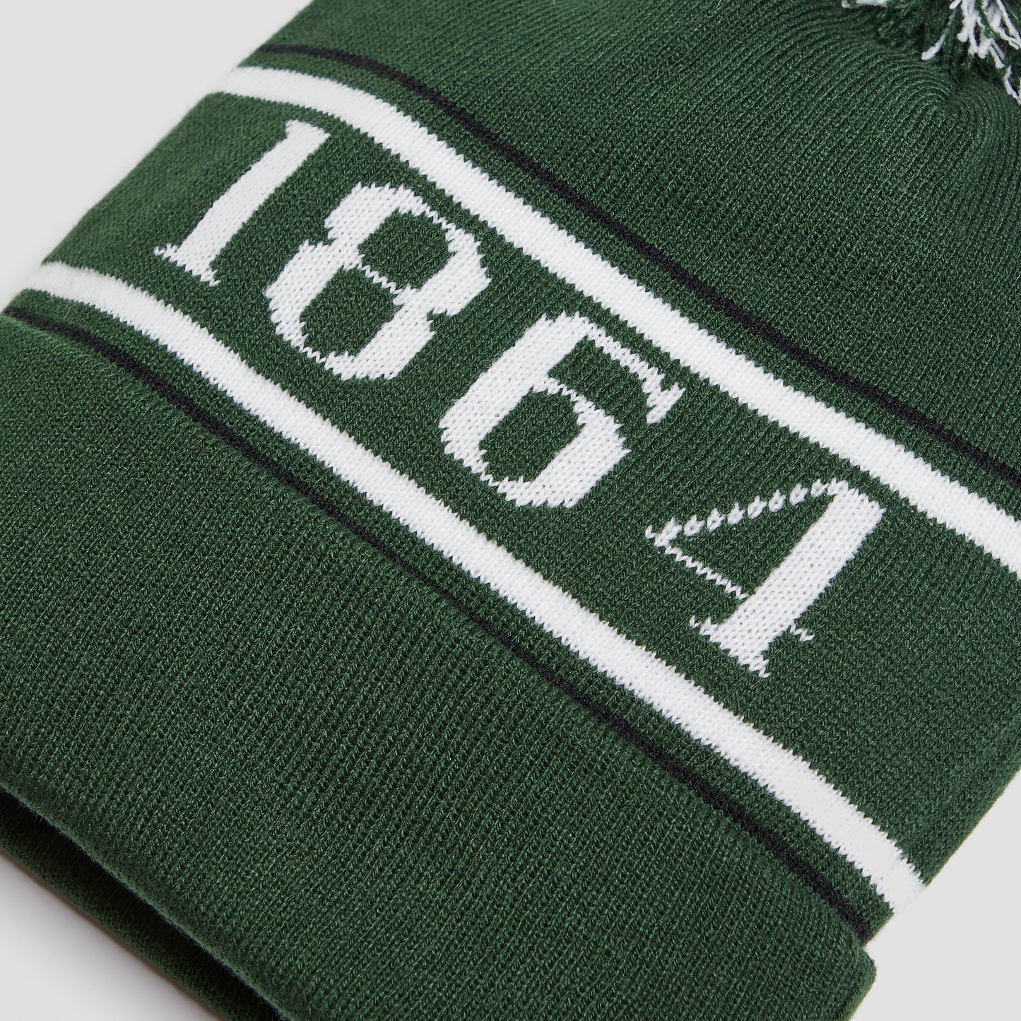 WXM Stripe Bobble Hat - Bottle Green