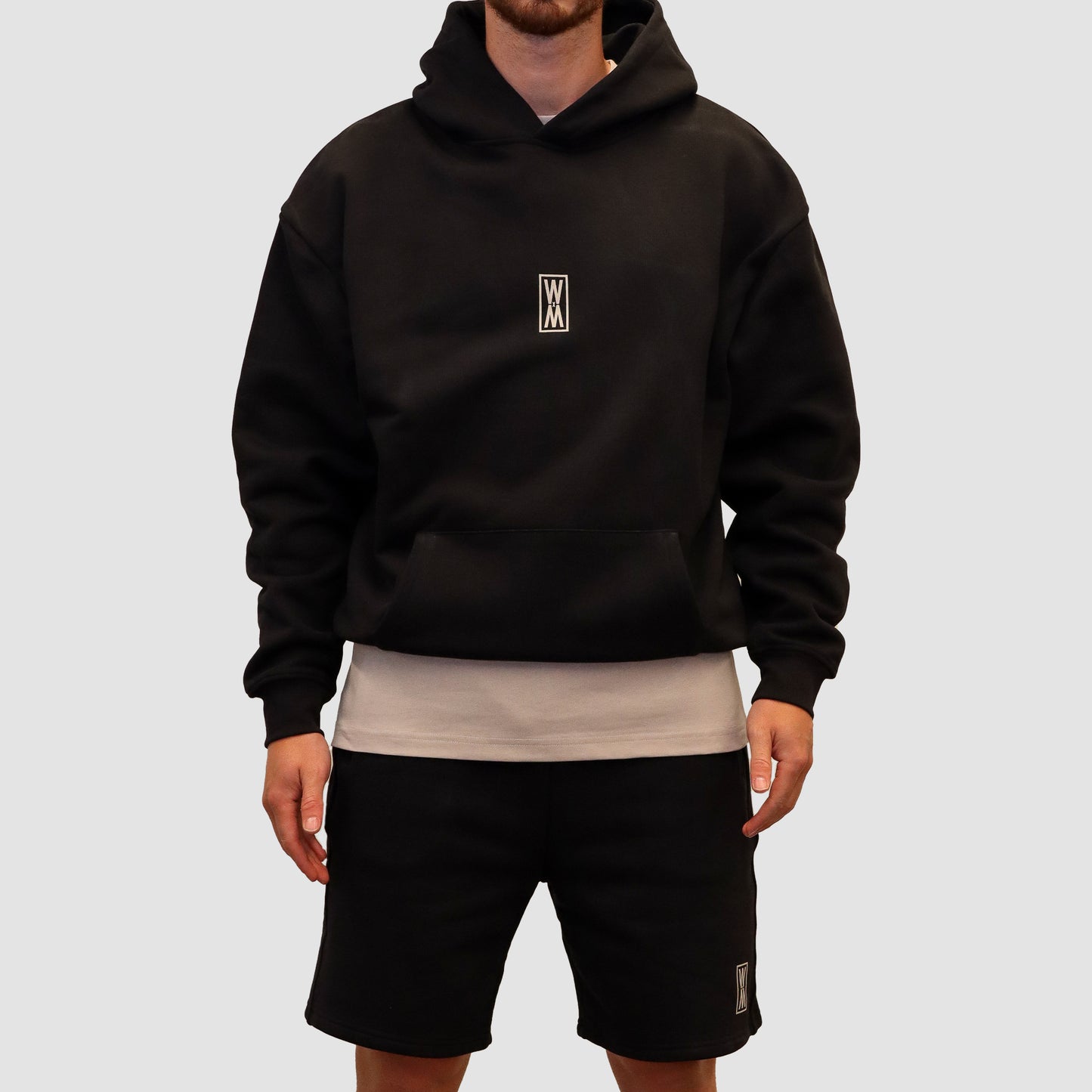 WXM Black Oslo Grey Oversize Hoodie & Shorts Set