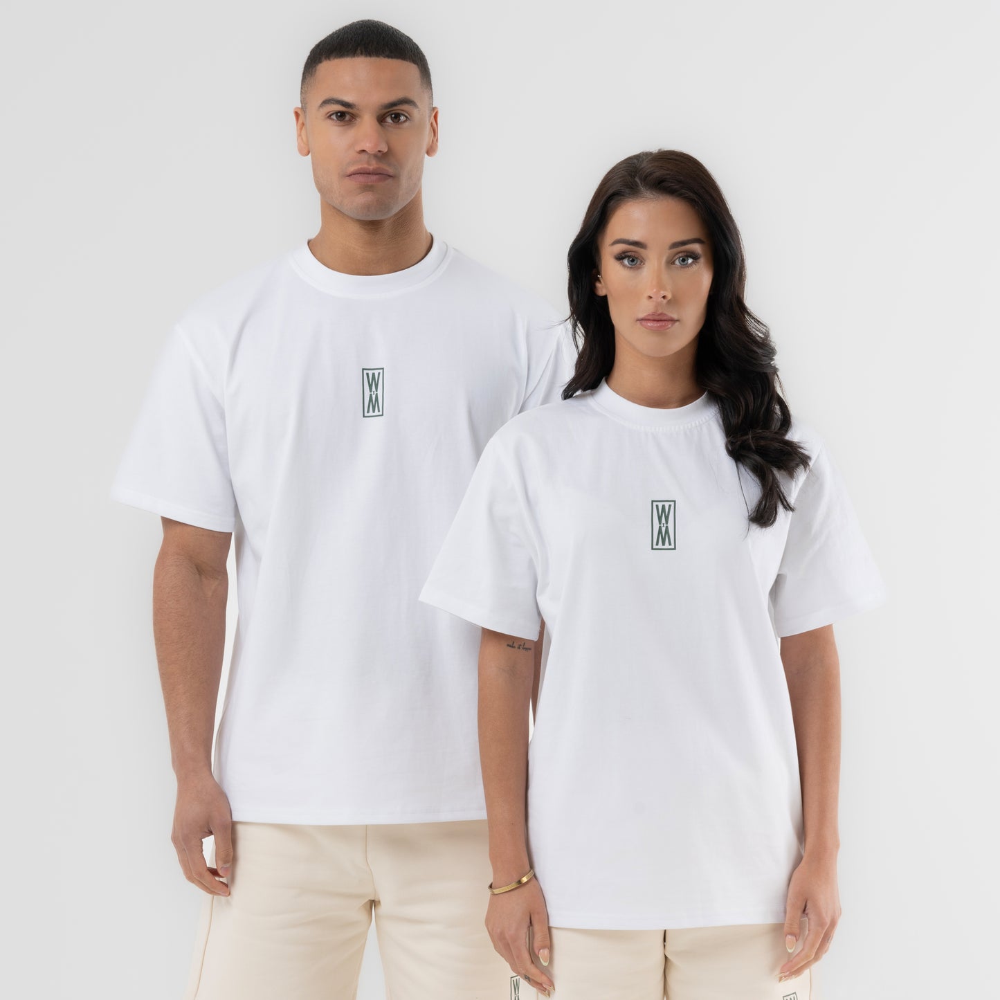 WXM White & Forest Green Oversize T-Shirt