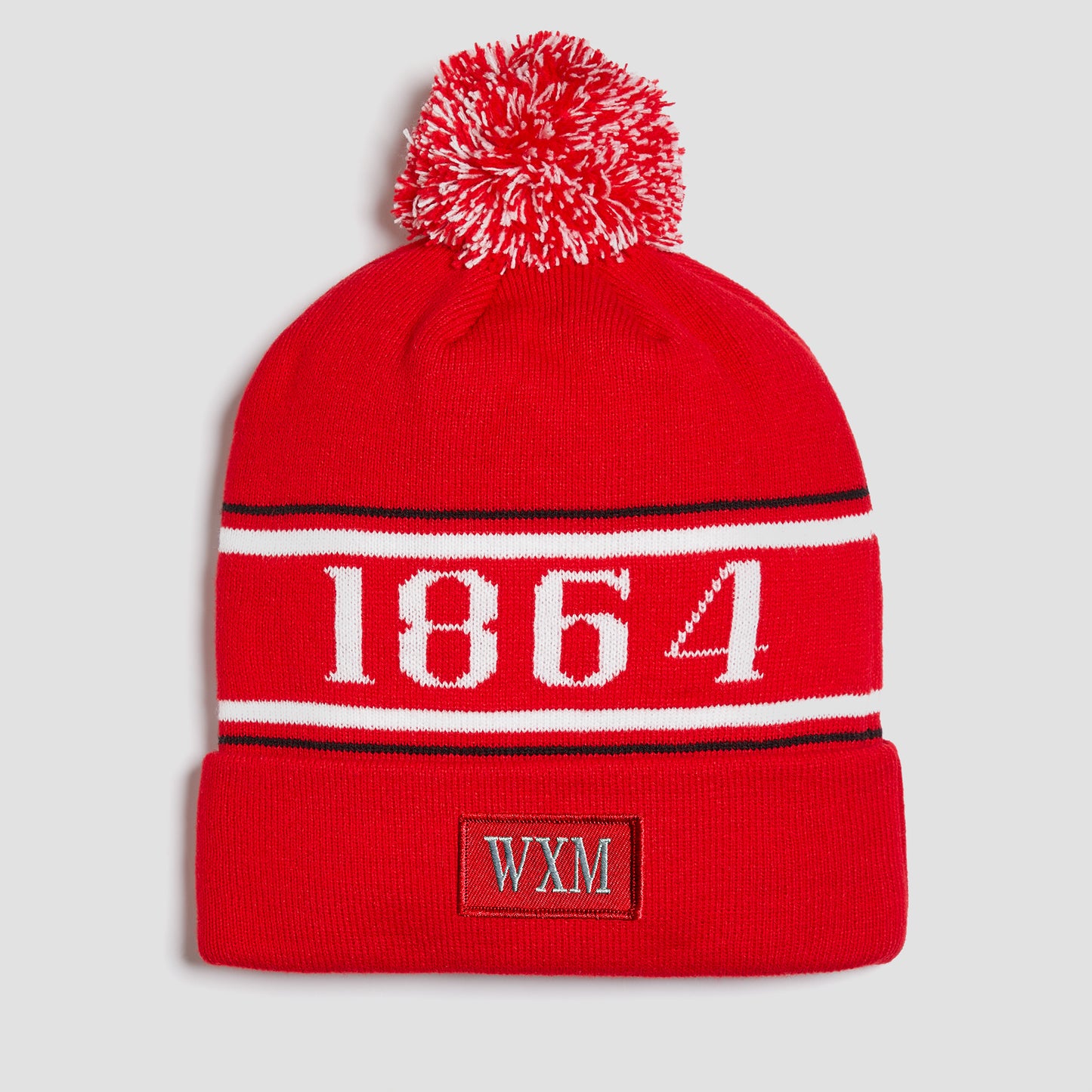 WXM Stripe Bobble Hat - Red